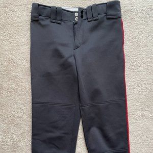 Women's Mizuno Softball Pants - Black with Red Piping - S